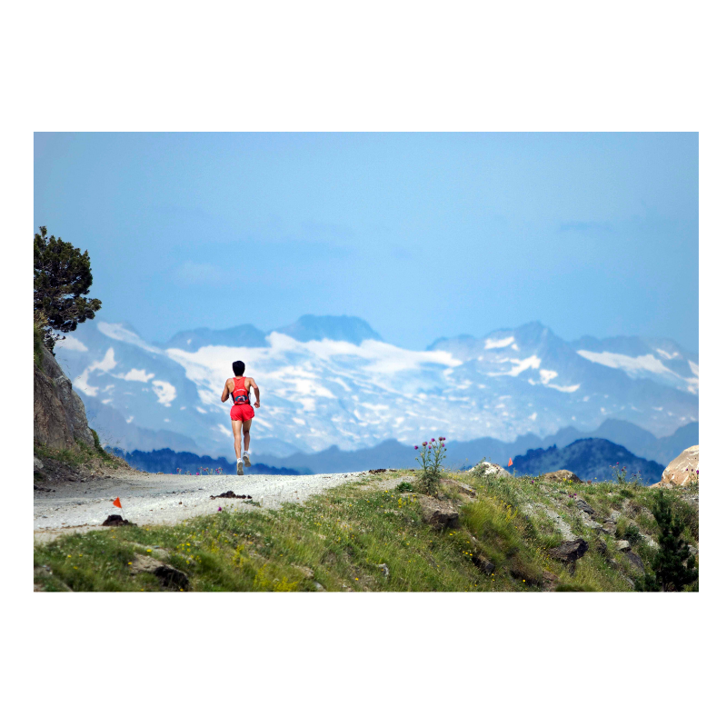 Coureur de trail devant les Pyrénées, 2007