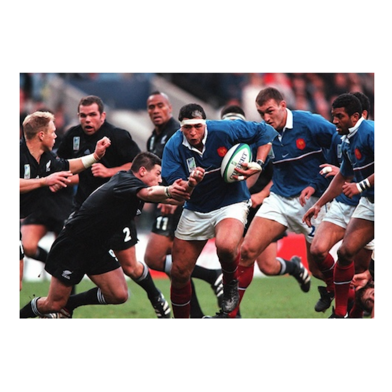 Benazzi et les Bleus face aux Blacks, 1999