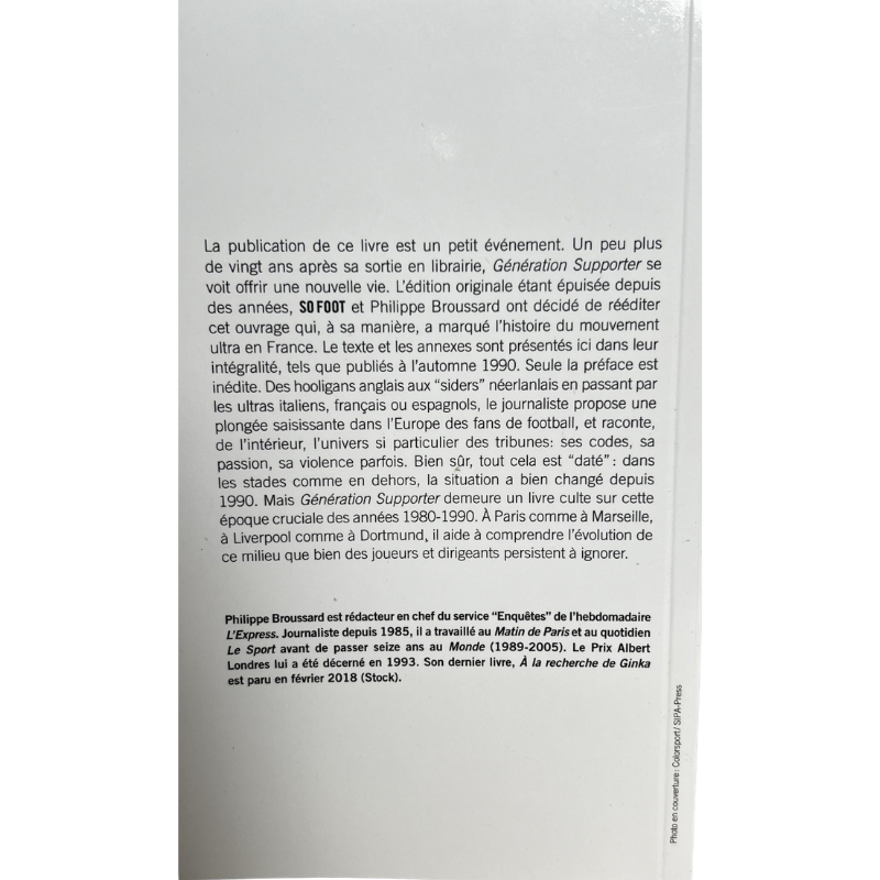 Livre "Génération Supporter" de Philippe Broussard (réédition collector)