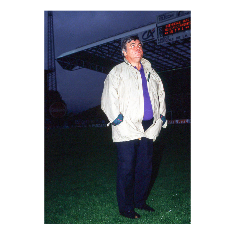 Loulou Nicollin in campo al Geoffroy-Guichard, 1990