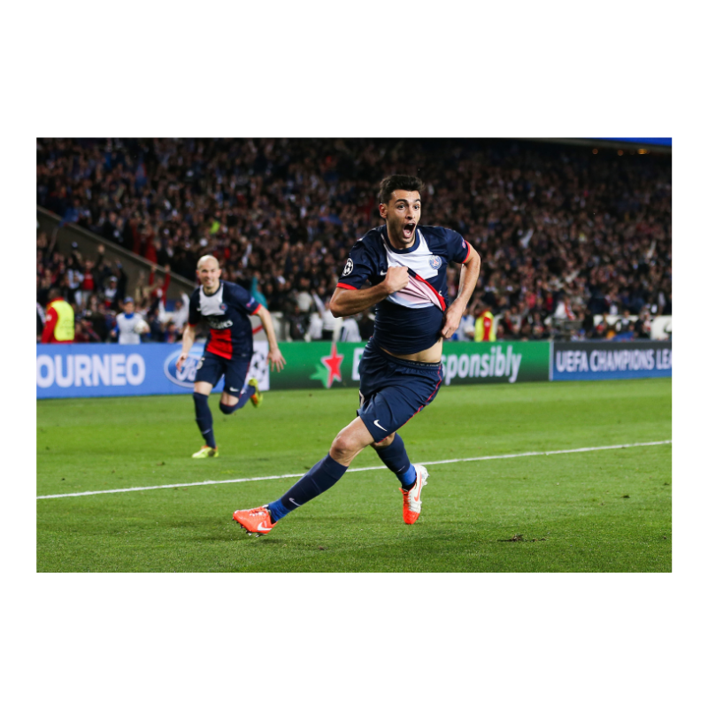 Pastore festeggia il suo gol contro il Chelsea, 2014