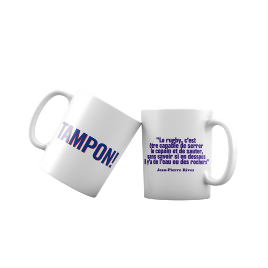 Mug citation Rives "Le rugby et les copains, l'eau ou les rochers"