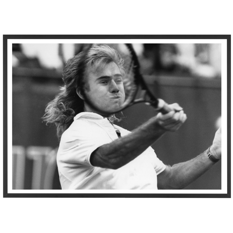 André Agassi and his racket, 1988