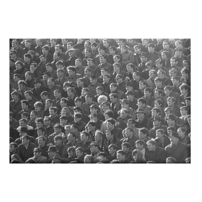 100 men and one woman in a stadium, 1973