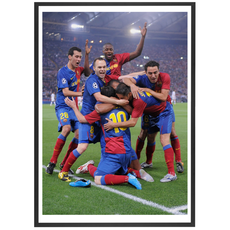 Xavi & Iniesta fêtent le but de Messi, C1 2009