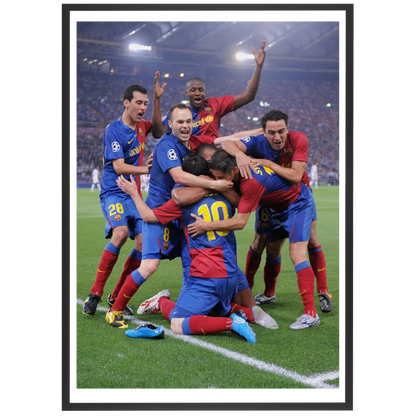 Xavi & Iniesta fêtent le but de Messi, C1 2009