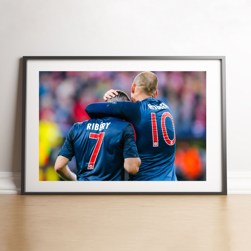 Ribéry e Robben festeggiano insieme un gol, 2013 