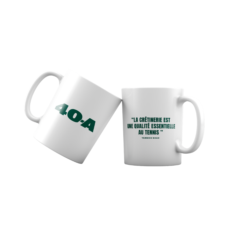 Mug citation de Yannick Noah "La crétinerie est une qualité essentielle au tennis"