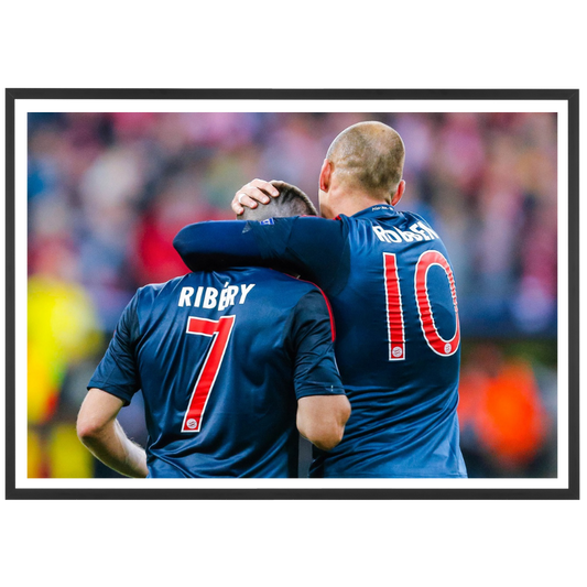 Ribéry e Robben festeggiano insieme un gol, 2013 