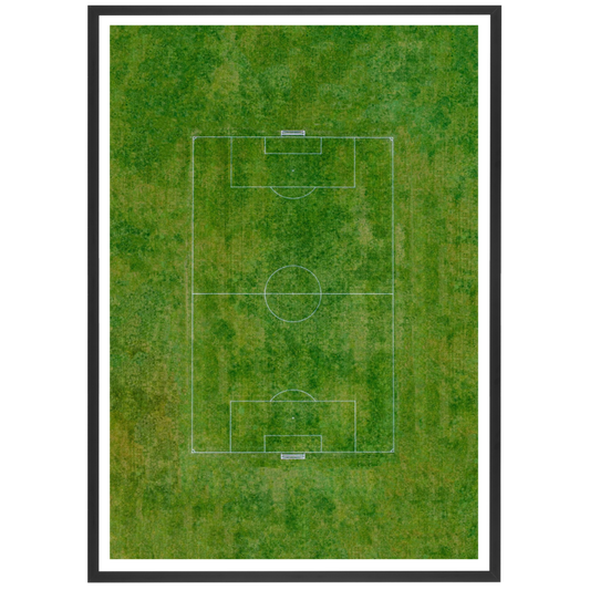 Grande campo da calcio visto dal cielo