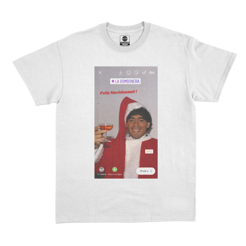 T-Shirt "Story Maradona Feliz Navidad" blanc