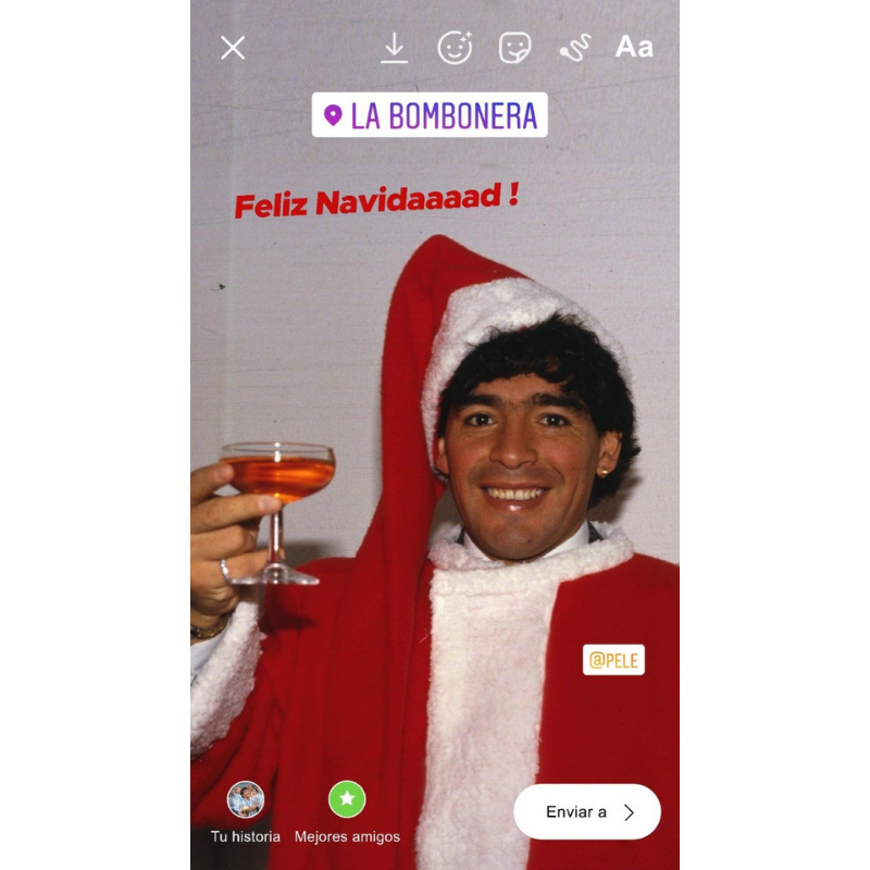 T-Shirt "Story Maradona Feliz Navidad" blanc