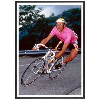 Laurent Fignon avec le maillot rose, 1989