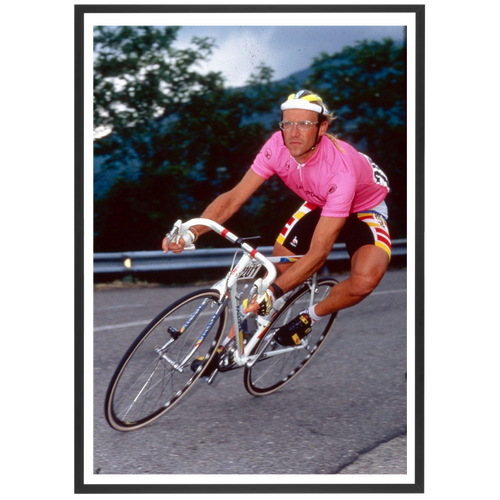 Laurent Fignon avec le maillot rose, 1989