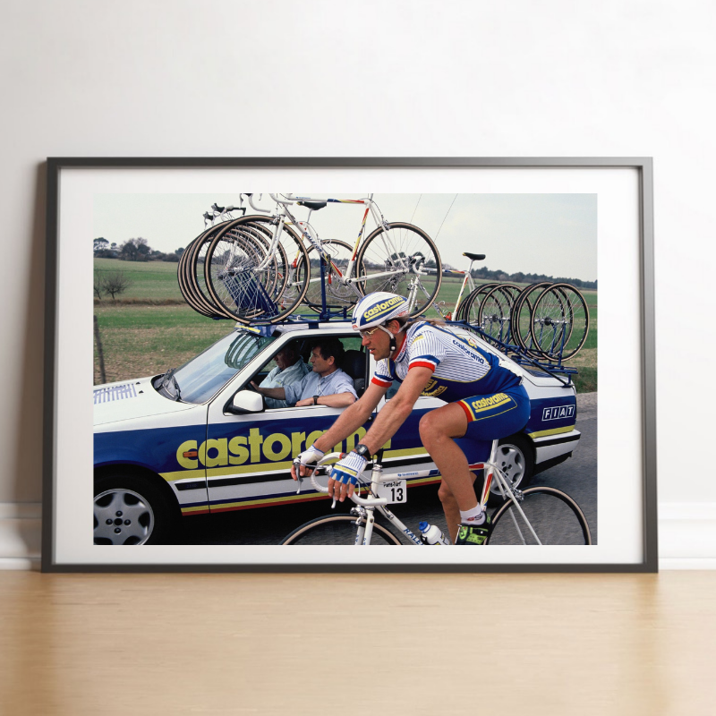 Laurent Fignon à l'entraînement avec l'équipe Castorama, 1991
