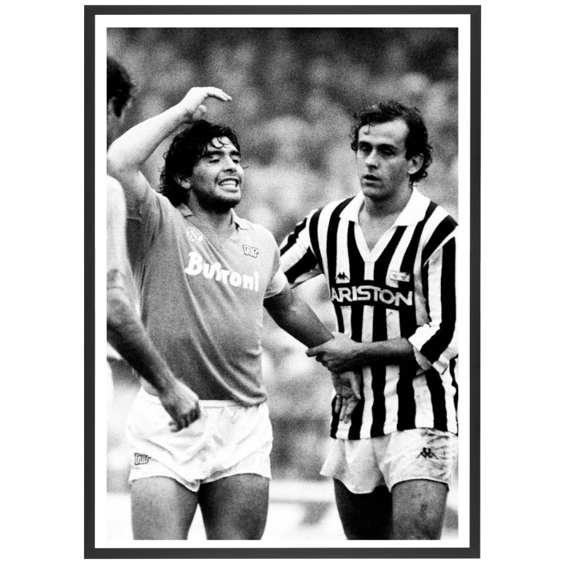 Maradona et Platini en noir et blanc, 1985