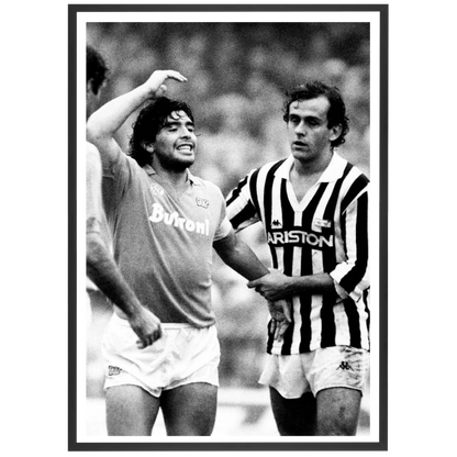 Maradona et Platini en noir et blanc, 1985