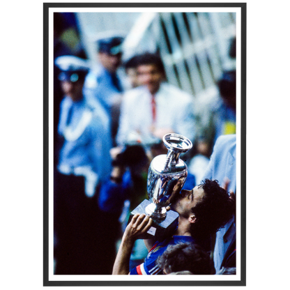 Michel Platini lifts the trophy, Euro 1984