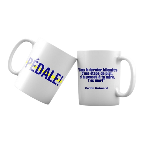 Mug quote Guimard "In the last kilometer, if you think of your mother, you are dead" 