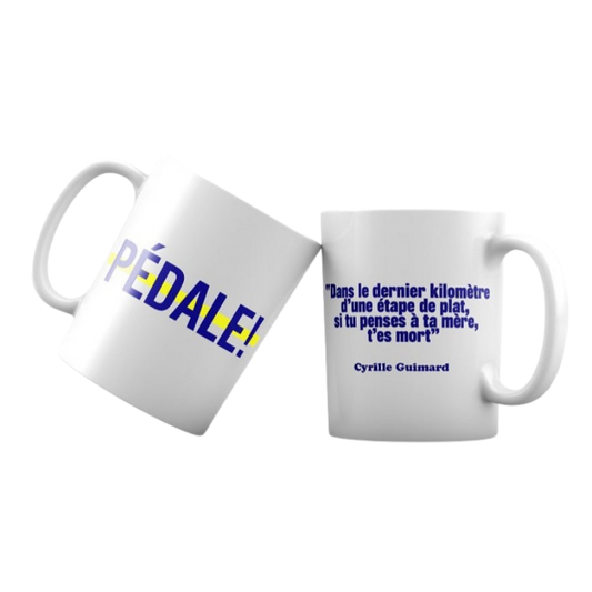 Mug citation Guimard "Dans le dernier kilomètre, si tu penses à ta mère, t'es mort"