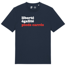 Charger l'image dans la galerie, T-Shirt bleu nuit "Liberté, égalité, pieds carrés"