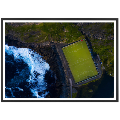 Vue aérienne d'un stade des Îles Féroé, 2019