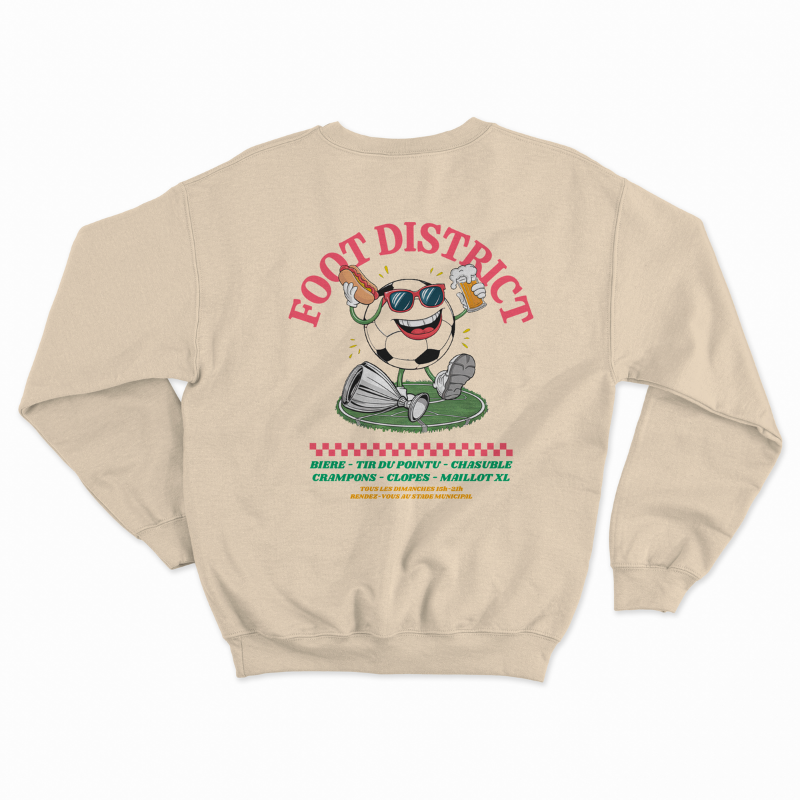 Sweat "Football District" : bière, pointu, chasuble