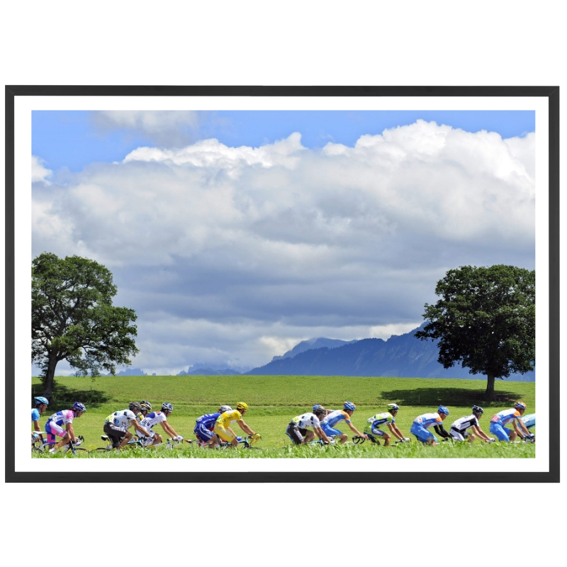 The Tour peloton in front of the mountains, 2009