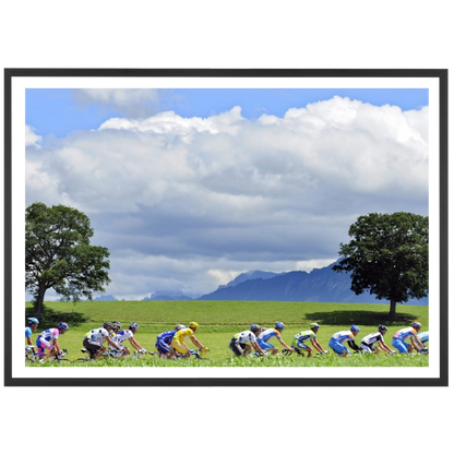 The Tour peloton in front of the mountains, 2009