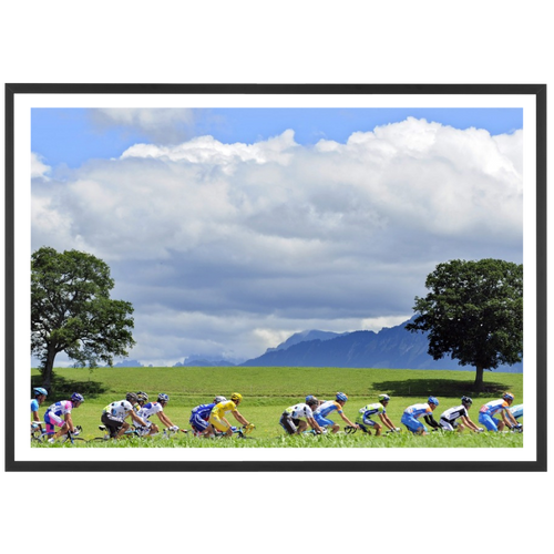 The Tour peloton in front of the mountains, 2009