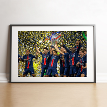 Load image into Gallery viewer, Paris lifts the Champions League trophy, Final 2025