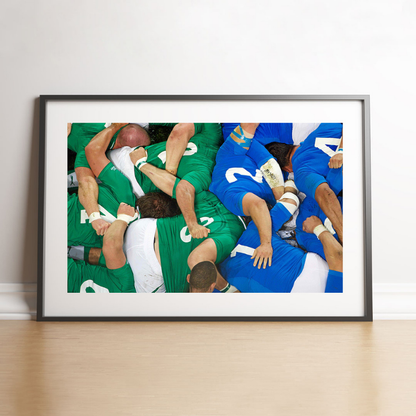 Mêlée de rugby vue du dessus, 2011