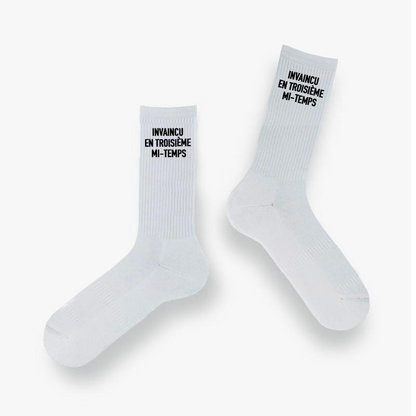 Chaussettes foot district “Jamais battu en 3ème mi-temps”