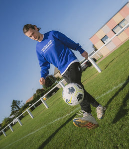 Sweat bleu “Règle n°1 Football Club du Dimanche: Le Tacle”