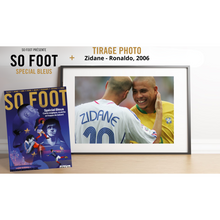 Load image into Gallery viewer, “Zidane - Ronaldo, 2006” print box &amp; So Foot special blue magazine