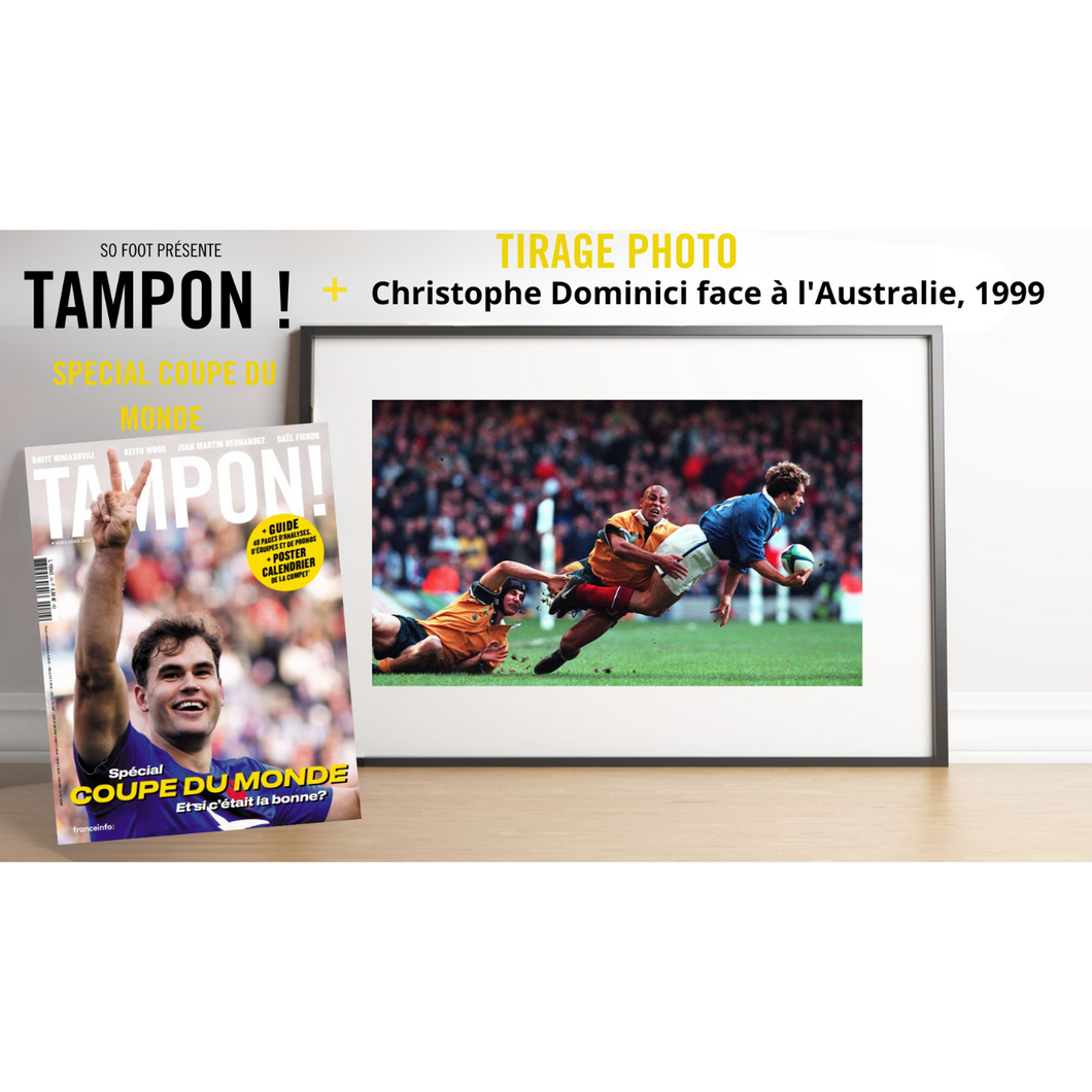 Coffret tirage « Christophe Dominici face à l'Australie, 1999 » & Tampon! magazine spécial coupe du monde