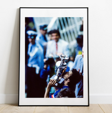 Load image into Gallery viewer, Michel Platini lifts the trophy, Euro 1984