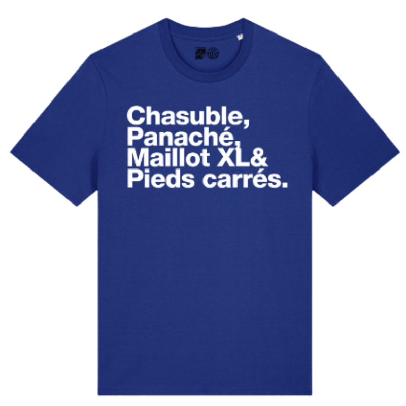 T-shirt bleu 'Chasuble, Panaché, Maillot XL & pied carré'