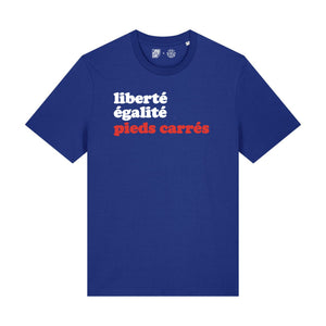 T-Shirt bleu "Liberté, égalité, pieds carrés"