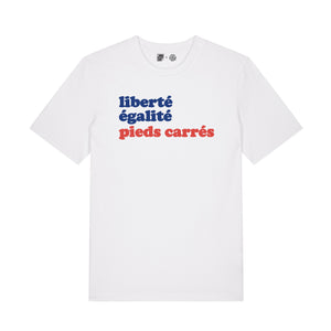 T-Shirt blanc "Liberté, égalité, pieds carrés"