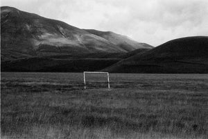 A goal cage in the middle of the Italian mountains, 2005