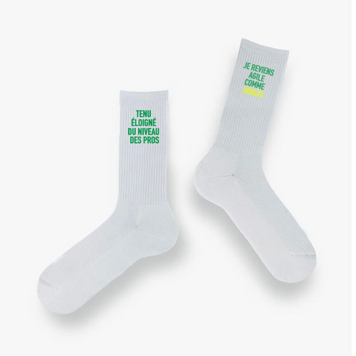 Chaussettes “Je reviens agile comme Bebeto”
