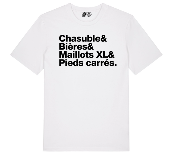 T-shirt blanc 'Chasuble, Panaché, Maillot XL & pied carré'