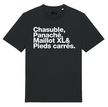 Charger l&#39;image dans la galerie, T-shirt noir &#39;Chasuble, Panaché, Maillot XL &amp; pied carré&#39;