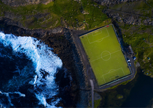 Load image into Gallery viewer, Aerial view of a stadium in the Faroe Islands, 2019