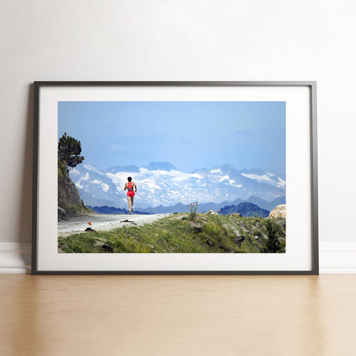 Trail runner in front of the Pyrenees, 2007