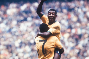 Pelé celebrates his 3rd World Cup, 1970